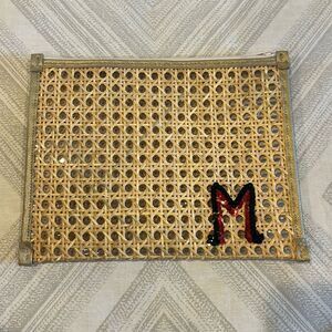 Bits and Pieces Sequins M Zippered Handmade Canage Straw Clutch